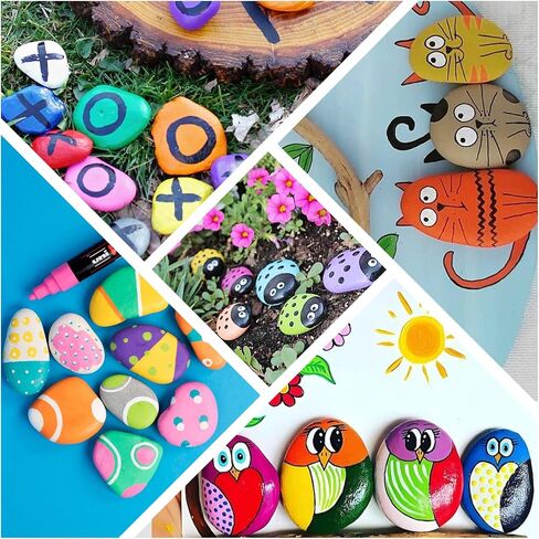 Simetufy 15 Pcs Extra Large Rocks for Painting, 4-5 Inch River Rocks Painting Stones Smooth Flat Rocks for Painting, Natural Rocks to Paint for Arts DIY Crafts Kids Painters in Kuwait