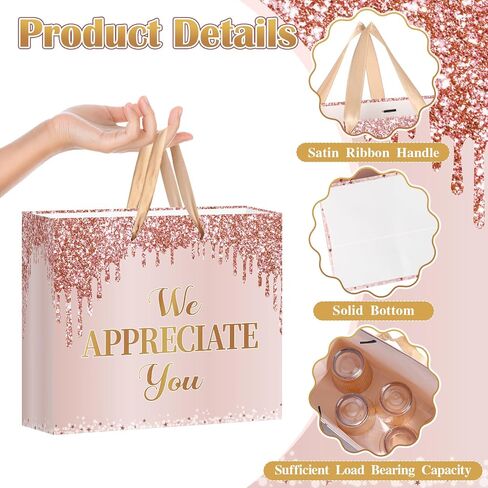 We Appreciate You Gift Bag Black Thank You for All You Do Pastor Employee Appreciation Gift Bags with Tissue Paper Card Appreciation Gift Wrapping Paper We Appreciate You Supplies for Retirement in Kuwait