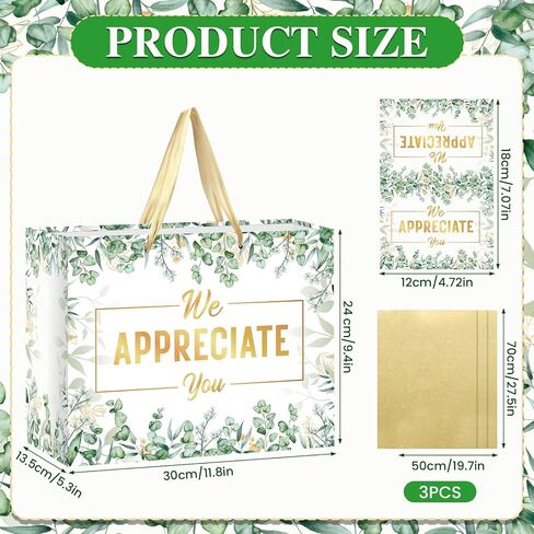 We Appreciate You Gift Bag Black Thank You for All You Do Pastor Employee Appreciation Gift Bags with Tissue Paper Card Appreciation Gift Wrapping Paper We Appreciate You Supplies for Retirement in Kuwait