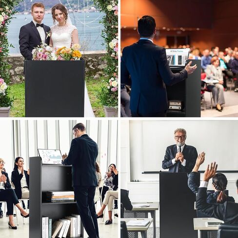 Podium Stand for Lectern Presentation Church Classroom, Oak Podium Pulpit with Wheels for Lecture, Wedding Speech in Kuwait