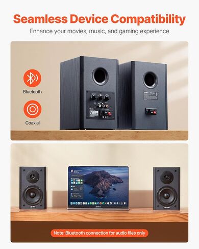 VEVOR Passive Bookshelf Speaker, 100W, Book Shelf Stereo Speakers with 6.5-Inch Woofer and 1-Inch Tweeter, Detachable Grille, 55Hz-20KHz Frequency Response, Wooden Enclosure, for Home Theater (1 Pair) in Saudi Arabia