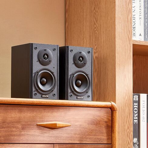 VEVOR Passive Bookshelf Speaker, 100W, Book Shelf Stereo Speakers with 6.5-Inch Woofer and 1-Inch Tweeter, Detachable Grille, 55Hz-20KHz Frequency Response, Wooden Enclosure, for Home Theater (1 Pair) in Saudi Arabia