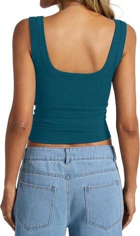 Womens Cotton Ribbed Square Neck Tank Tops Basic Backless Sleeveless Summer Cami Shirts 2025 in Saudi Arabia