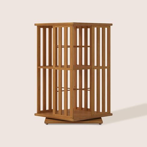 360° Rotating Bamboo CD/DVD Shelf - 6-Tier Space-Saving Media Storage Cabinet for Movies, Organizer with Super Compact Design (Walnut, 14.6" D x 14.6" W x 70.1" H) in Saudi Arabia