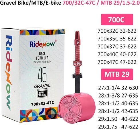 2 حزمة RIDENOW TPU Inner Tube 700C × 18-32C خفيفة الوزن لدراجة الطريق 85 ملم PRESTA PRESSA in Kuwait