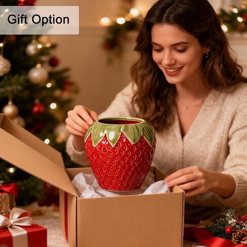 Ceramic Strawberry Vase, Fresh Flowers Vases, Small Fruit Vases for Strawberry Party, Kitchen Decor(Red) in Saudi Arabia