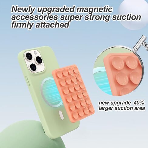 Magnetic Suction Phone Mount for MagSafe Case,Silicone Octob Cup Buddy Sticky Phone Grip Holder for iPhone,Removable Hands-Free Selfie/Video for TikTok & Instagram Influencer/Creator (Baby Pink) in Saudi Arabia