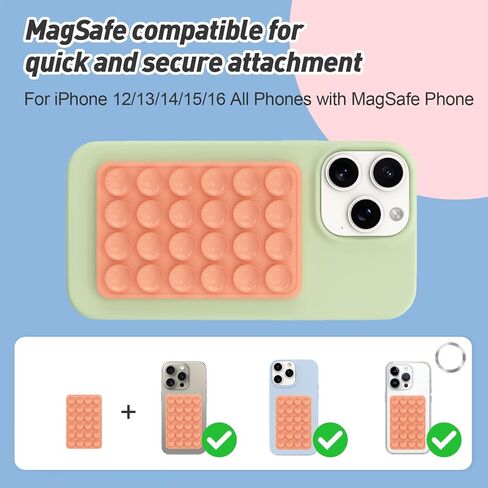 Magnetic Suction Phone Mount for MagSafe Case,Silicone Octob Cup Buddy Sticky Phone Grip Holder for iPhone,Removable Hands-Free Selfie/Video for TikTok & Instagram Influencer/Creator (Baby Pink) in Saudi Arabia