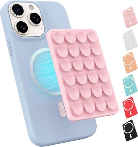 Magnetic Suction Phone Mount for MagSafe Case,Silicone Octob Cup Buddy Sticky Phone Grip Holder for iPhone,Removable Hands-Free Selfie/Video for TikTok & Instagram Influencer/Creator (Baby Pink) in Saudi Arabia