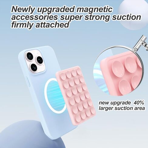 Magnetic Suction Phone Mount for MagSafe Case,Silicone Octob Cup Buddy Sticky Phone Grip Holder for iPhone,Removable Hands-Free Selfie/Video for TikTok & Instagram Influencer/Creator (Baby Pink) in Saudi Arabia