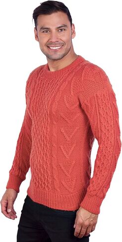 Handmade Warm Irish Aran Alpaca Sweater for Men - Nordic Pullover in Alpaca Wool in Kuwait