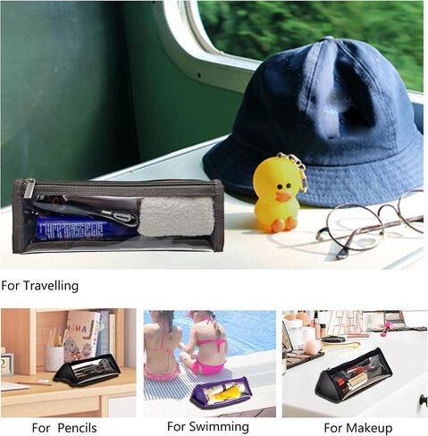 TSA معتمدة من أجل Carry On Travel Clear Bag Black Black Finyl Makeup Bag قابلة للطي منظم تعبئة الفرشاة 3-1-1 in Saudi Arabia