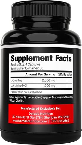 L Arginine L Citrulline Supplement Powder (3g) Nitric Oxide Booster Powder - L-Citrulline Supplements for Men & Women - Stamina, Performance & Endurance for Workouts - Vegan Safe & USA Made in Kuwait