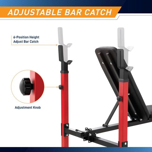 Marcy Deluxe Olympic Weight Bench مع صيد قابلة للتعديل وقطاع البار والذراع الاختياري ، مطور الساق ، مرفقات برج LAT (تباع بشكل منفصل) ، صالة رياضية منزلية شخصية لتدريب القوة ، رفع الأثقال in Kuwait