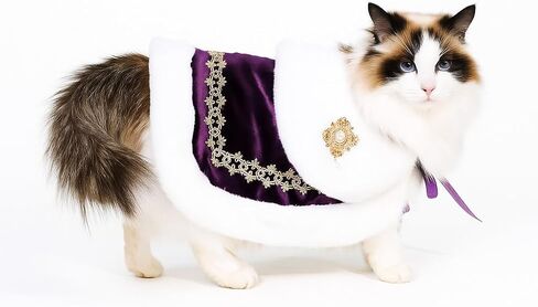 رداء الحيوانات الأليفة من Lovelyshop pet بنمط التتويج الملكي التسلسلي باللون الأبيض من الفرو الصناعي لأزياء الهالوين، زي الملك والملكة الأمير والأميرة - مقاس صغير in Saudi Arabia