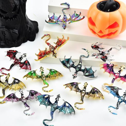 6 PCS Dragon Brooches Araneid Lapel Pins Crystal Insect Themed Insect Brooches for Women (6 Colors) in Saudi Arabia