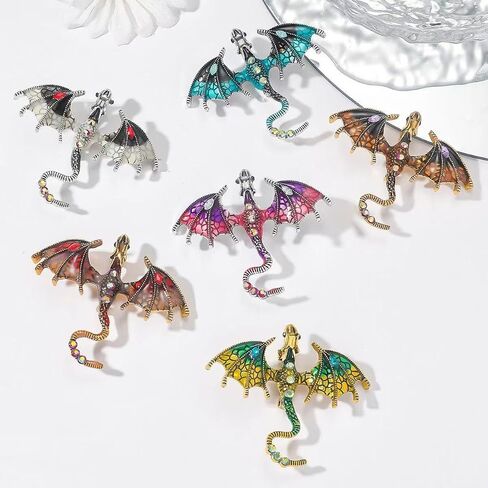 6 PCS Dragon Brooches Araneid Lapel Pins Crystal Insect Themed Insect Brooches for Women (6 Colors) in Saudi Arabia