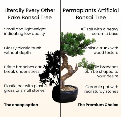 شجرة بونساي الاصطناعية 16 بوصة مع خشب واقعي ووعاء من السيراميك نباتات مزيفة Cypress Juniper Pine Zen Faux Plants for Home Bedroom Office Decor in Saudi Arabia
