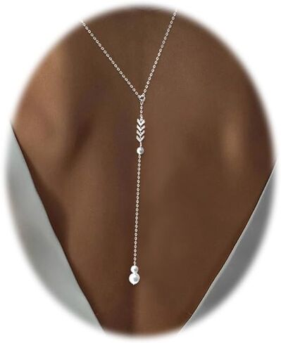 Pearls Back Chain Necklace Bridal Wedding Backdrop Body Jewelry for Women Summer Body Chain Necklace Shoulder Back Chain (Gold 2) in Saudi Arabia