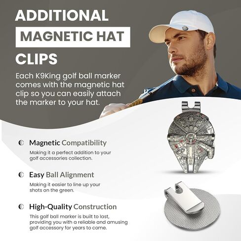 K9king Premium Golf Divot Tool و Falcon Ball Marker مع مقطع قبعة مغناطيسية - إكسسوارات الجولف الممتازة لمتعة غولف متعة وهدايا غولف فريدة من نوعها للرجال - نساء الجولف - منظف الأخدود in Kuwait