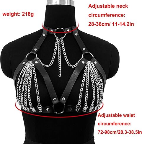Gothic Bra Fashion Harness,Punk Leather Harness Strap for Ladies Body Chain Chest Chain Chest Straps Layered Chest Chain Bra Cagestyle Shoulder Strap,Adjustable Jewelry Accessory in Saudi Arabia