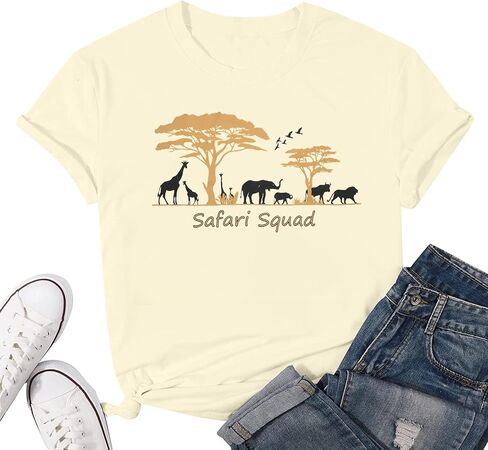 Lets Get Wild Shirts Women Animal Kingdom Shirt Family Safari Trip Tshirts Cute Zoo World Short Sleeve Tee in Kuwait