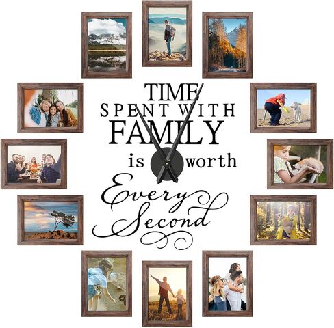 3D Family Clock with Picture Frames Large Collage Photo DIY Wall Clock,Picture Frame Set of 12 with 8x10,5x7,4x6 DIY Family Quote Wall Stickers Kit for Home Living Room Office in Kuwait