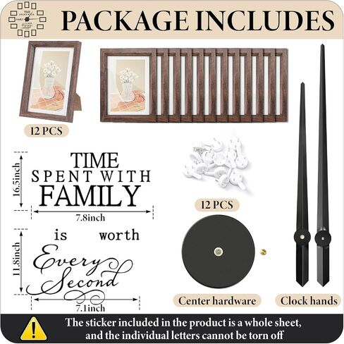 3D Family Clock with Picture Frames Large Collage Photo DIY Wall Clock,Picture Frame Set of 12 with 8x10,5x7,4x6 DIY Family Quote Wall Stickers Kit for Home Living Room Office in Kuwait