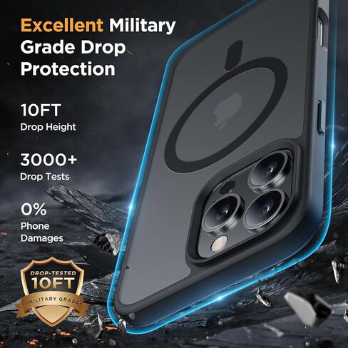 Miracase Magnetic Series for iPhone 16 Pro Case [Compatible with MagSafe] [with 2X Screen Protectors] Military-Grade Protection, Anti-Fingerprint, Slim Phone Case for 16 Pro 6.3 inch - Dark Blue in Saudi Arabia