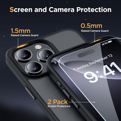 Miracase Magnetic Series for iPhone 16 Pro Case [Compatible with MagSafe] [with 2X Screen Protectors] Military-Grade Protection, Anti-Fingerprint, Slim Phone Case for 16 Pro 6.3 inch - Dark Blue in Saudi Arabia