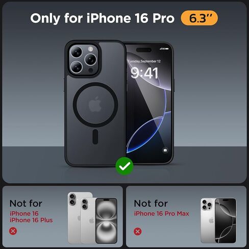 Miracase Magnetic Series for iPhone 16 Pro Case [Compatible with MagSafe] [with 2X Screen Protectors] Military-Grade Protection, Anti-Fingerprint, Slim Phone Case for 16 Pro 6.3 inch - Dark Blue in Saudi Arabia