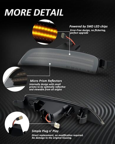 Bestview Side Marker Light Assembly Compatible with Mazda MX-5 Miata 1990-2005 Amber Front Red Rear Fender Side Marker Lamps Reflectors, 4 PCS in Saudi Arabia