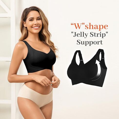 Fittingirls Plus-Size V-Neck Comfort Bra Non-Wired Full Coverage Seamless Padded Design Smooth Under Any Outfit in Kuwait