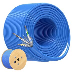 Cable Matters [UL Listed] 10Gbps in-Wall (CM) Rated 23AWG Bare Copper Shielded Cat 6A Cable - 500ft, Solid, S/STP, S/FTP Shielded Cat6a Bulk Ethernet Cable, Cat6a Ethernet Cord, Blue in Kuwait