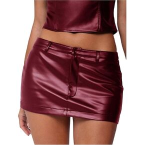 Floerns Women's PU Leather Low Waist Skirts Music Festival Club Bodycon Mini Skirt in Kuwait