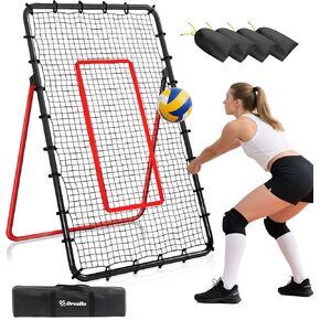 Volleyball Rebounder Net, 5 Angles Volleyball Bounce Back Training Equipment with Durable Sandbags & Metal Stakes for Lacrosse, Baseball, Soccer Practicing - 7x4 Ft in Saudi Arabia