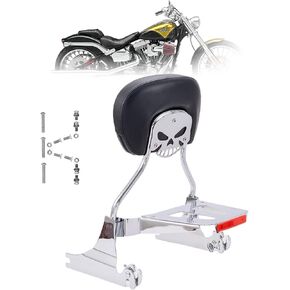 Adjustable One-Piece Sissy Bar Luggage Rack Passenger Backrest with Lock for Harley Breakout FXSB FXSE FXST(Gloss Black) in Kuwait