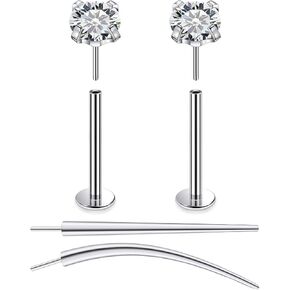 F136 Titanium 20/18/16G Threadless Flat Back Stud Earrings Nose Rings Lip Labret Medusa Monroe Piercing Jewelry with Taper for Women Men in Kuwait