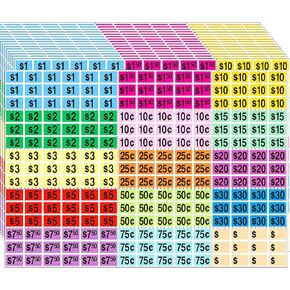 2240 Pcs Garage Sale Stickers 1/2" X 3/4" Yard Sale Price Sticker Rectangle Pre-Printed Labels Price Tags for Marketing Supplies in Kuwait