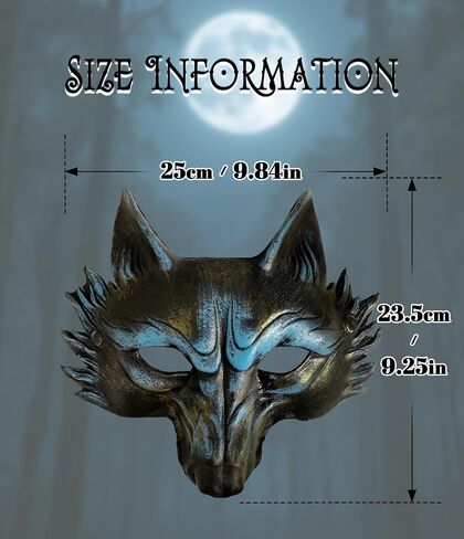قناع Vzqi Wolf Comple Halloween Hverwolf Mask Men Men Wolf Costum Animal Masquerade Half Face Gold Gold in Saudi Arabia