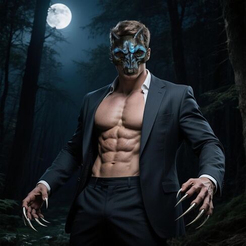 قناع Vzqi Wolf Comple Halloween Hverwolf Mask Men Men Wolf Costum Animal Masquerade Half Face Gold Gold in Saudi Arabia