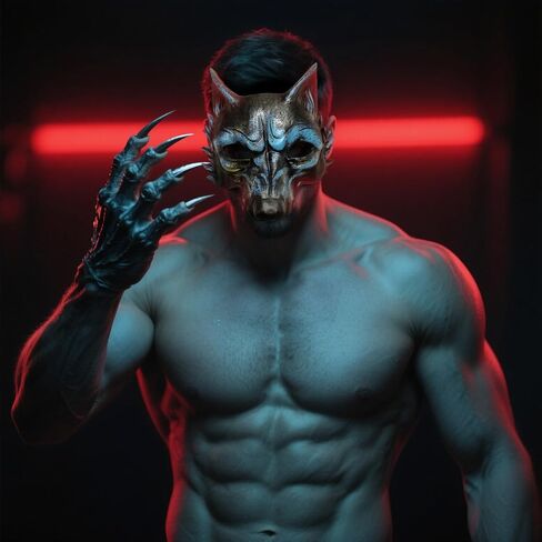 قناع Vzqi Wolf Comple Halloween Hverwolf Mask Men Men Wolf Costum Animal Masquerade Half Face Gold Gold in Saudi Arabia