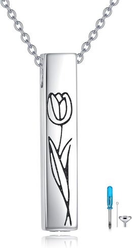 Urn Necklaces for Ashes Sterling Silver 3D Vertical Bar Memorial Pendant for Loved Ones Keepsake Cremation Jewelry Gifts for Women Men in Kuwait