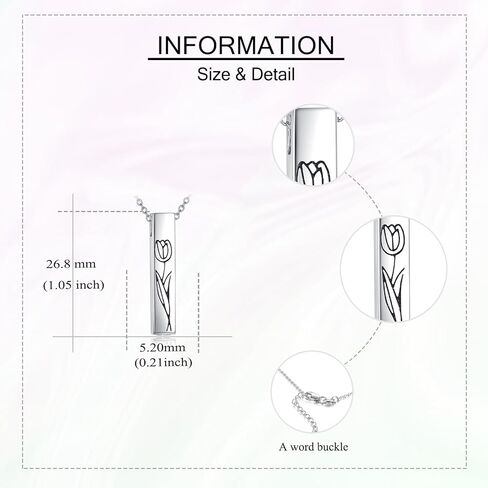 Urn Necklaces for Ashes Sterling Silver 3D Vertical Bar Memorial Pendant for Loved Ones Keepsake Cremation Jewelry Gifts for Women Men in Kuwait