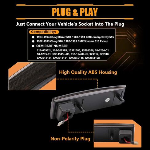 Front & Rear Fender LED Side Marker Lights for Corvette C7 (2014-2019) /Grand Sport/Stingray/Z06 /ZR1, Smoked Lens Side Bumper Marker Lamps, [Ultra-Bright] White LED Turn Signal Lights, 4 PCS in Kuwait