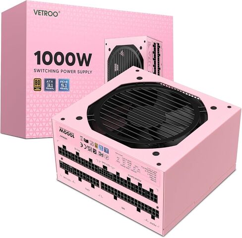Vetroo مصدر طاقة أبيض بقدرة 1000 واط، ATX 3.1 جاهز ومنفذ PCIe مزدوج 5.1 in Kuwait