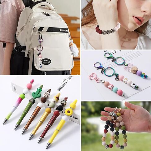 48Pcs Silicone Beads for Bracelets with 2Pcs Wooden Beads and Elastic Strings,15mm Silicone Beads Bulk Petal Bracelet Making Kit Focal Beads for Pens Silicone Beads for Keychain Making Kit in Kuwait