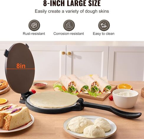 صانع التورتيا الكهربائي في Vevor ، آلة صنع التورتيلا التلقائية الذرة مع طلاء غير لاصقة واثنين من القوالب (4 في + 6 بوصة) ، آلة تشاباتي الكهربائية مناسبة لإنتاج Sopes Roti Pita Tortilla Pizza in Kuwait