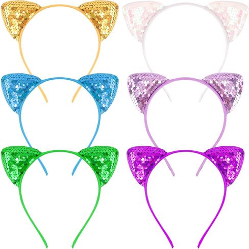 الأذنين الزرقاء آذان الأذنين للبالغين ، والنساء ، والفتيات ، و 6 أجهزة كمبيوتر Cat ، مع الترتر اللامع لإكسسوارات ملابس الأزياء القط ، والحفلات ، و cosplay ، والهالوين ، إلخ in Kuwait