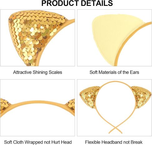 الأذنين الزرقاء آذان الأذنين للبالغين ، والنساء ، والفتيات ، و 6 أجهزة كمبيوتر Cat ، مع الترتر اللامع لإكسسوارات ملابس الأزياء القط ، والحفلات ، و cosplay ، والهالوين ، إلخ in Kuwait